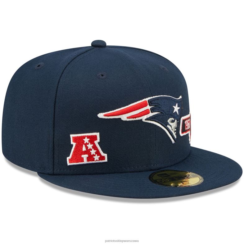 Patriots Jersey mężczyźni Dopasowana czapka New Era Navy Identity 59Fifty Akcesoria 6RBB128
