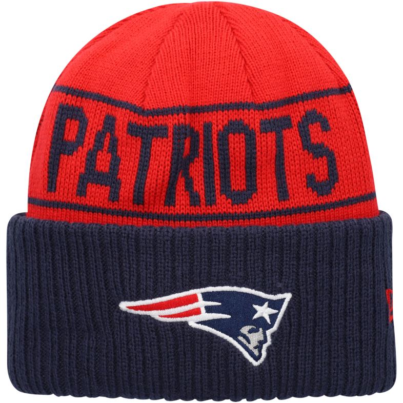 Patriots Jersey mężczyźni Dwustronna dzianinowa czapka z mankietami New Era w kolorze czerwono-granatowym Akcesoria 6RBB440