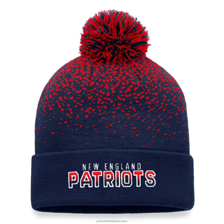 Patriots Jersey mężczyźni Fanatics kultowa granatowa czapka z mankietami i pomponem Akcesoria 6RBB441