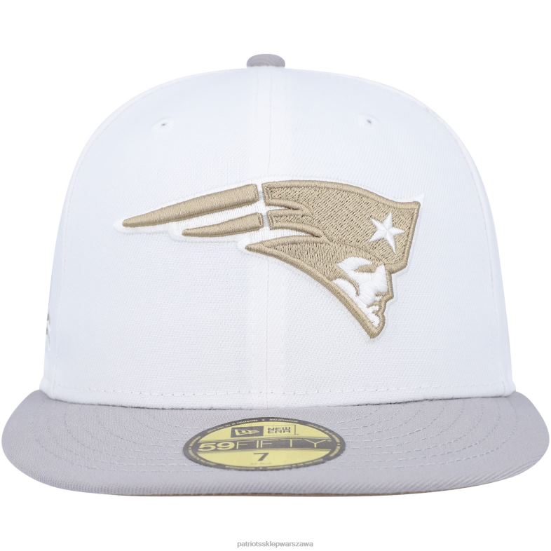 Patriots Jersey mężczyźni New Era biało-szara czapka 59fifty z okazji 50. rocznicy w kolorze złotym Akcesoria 6RBB432