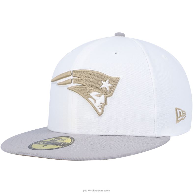 Patriots Jersey mężczyźni New Era biało-szara czapka 59fifty z okazji 50. rocznicy w kolorze złotym Akcesoria 6RBB432