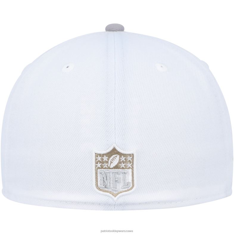 Patriots Jersey mężczyźni New Era biało-szara czapka 59fifty z okazji 50. rocznicy w kolorze złotym Akcesoria 6RBB432