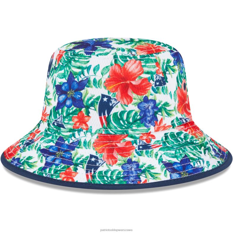 Patriots Jersey mężczyźni New Era biały botaniczny kapelusz Bucket Akcesoria 6RBB140