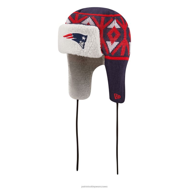 Patriots Jersey mężczyźni New Era granatowa dzianinowa czapka traperka Akcesoria 6RBB380