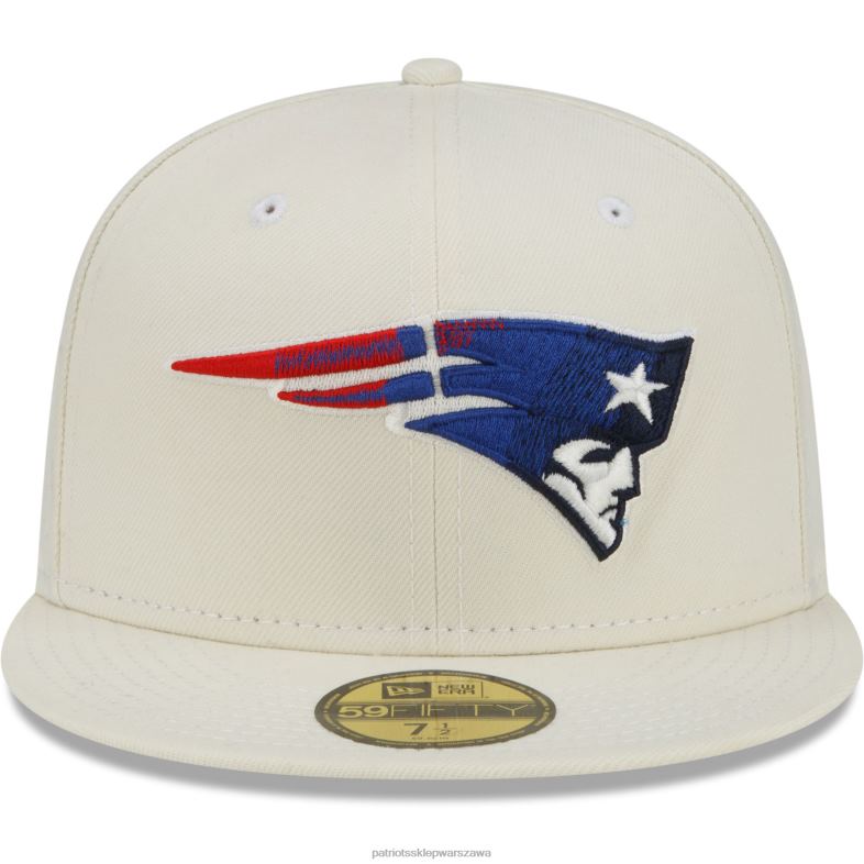 Patriots Jersey mężczyźni New Era kremowy chromowany kolor przyciemniony 59fifty dopasowana czapka Akcesoria 6RBB207