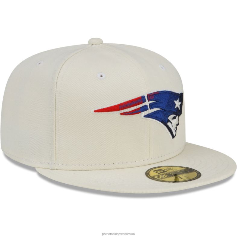 Patriots Jersey mężczyźni New Era kremowy chromowany kolor przyciemniony 59fifty dopasowana czapka Akcesoria 6RBB207