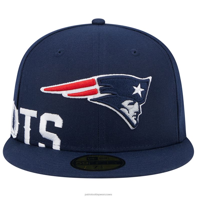 Patriots Jersey mężczyźni Nowa era Navy Arch 59Fifty dopasowana czapka Akcesoria 6RBB114