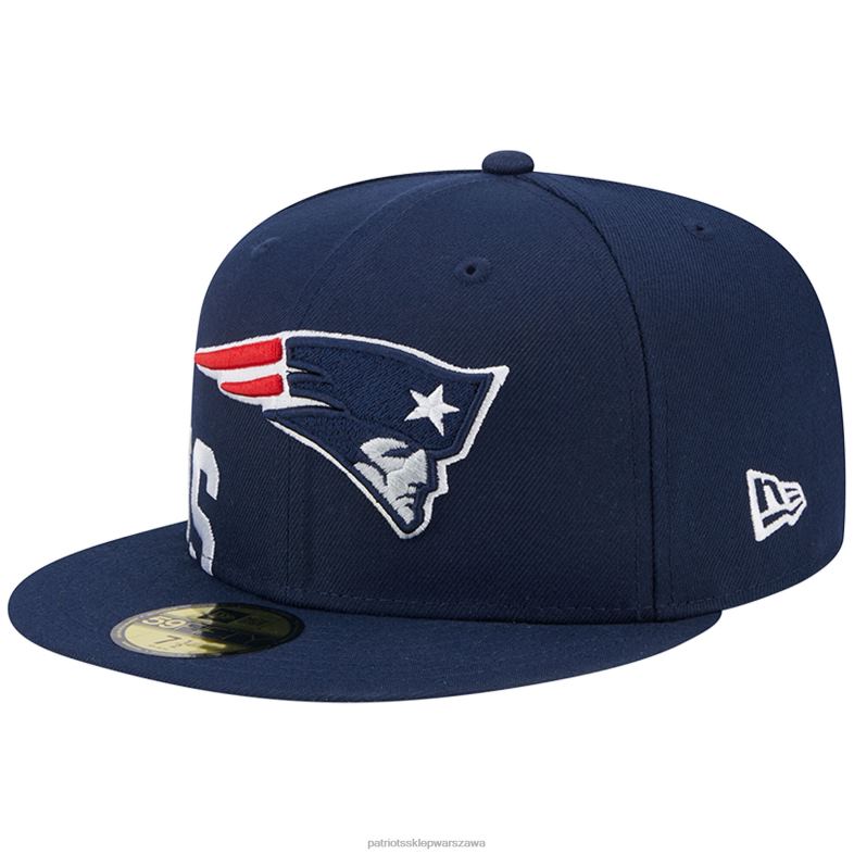 Patriots Jersey mężczyźni Nowa era Navy Arch 59Fifty dopasowana czapka Akcesoria 6RBB114