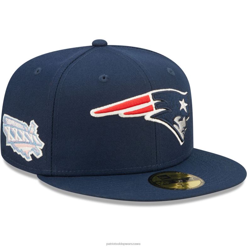 Patriots Jersey mężczyźni Nowa era granatowa super bowl xxxvi fioletowy pop pot 59fifty dopasowana czapka Akcesoria 6RBB378