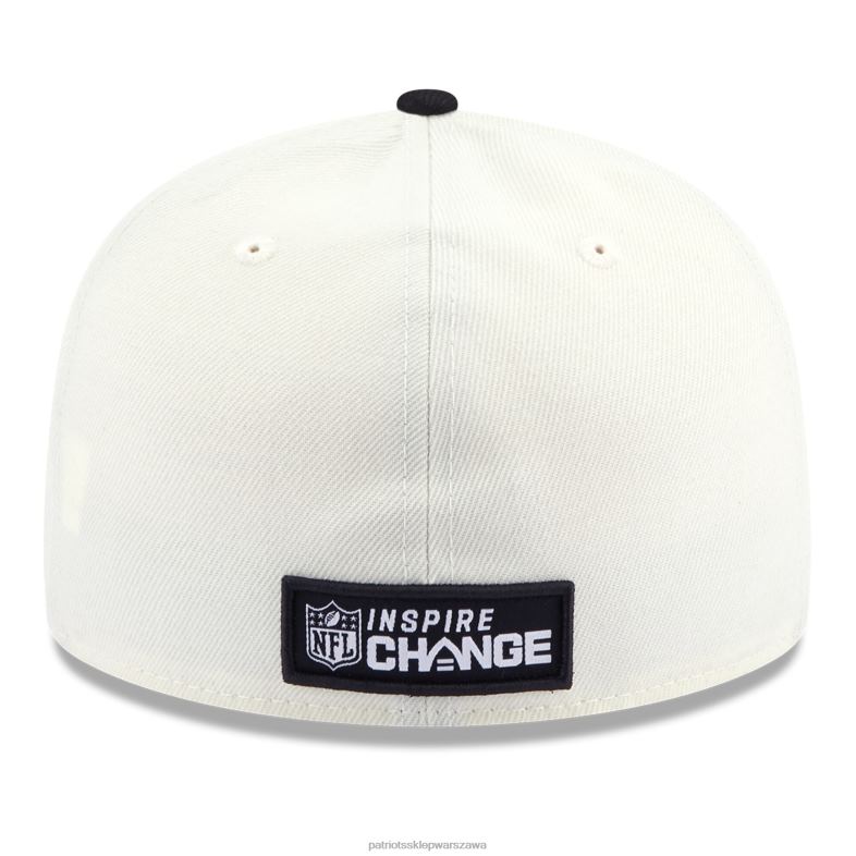 Patriots Jersey mężczyźni Nowa era kremowo-czarna 2022 Inspire Change 59fifty niskoprofilowa dopasowana czapka Akcesoria 6RBB298