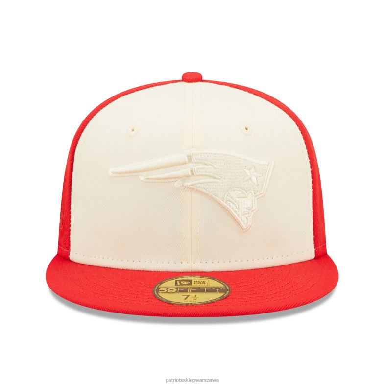 Patriots Jersey mężczyźni Nowa era kremowo-czerwona tonalna super bowl xxxvi z naszywką boczną 59fifty dopasowana czapka Akcesoria 6RBB410