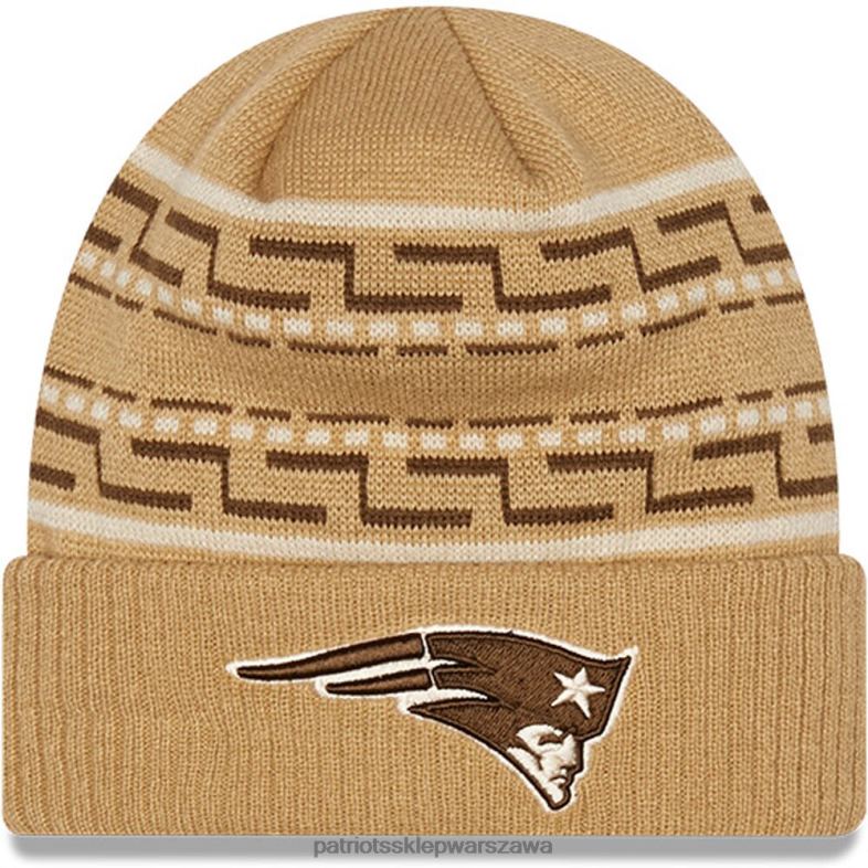 Patriots Jersey mężczyźni beżowa czapka z mankietami New Era Akcesoria 6RBB413