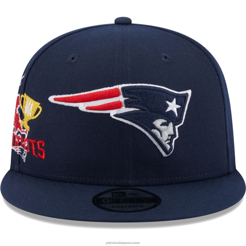 Patriots Jersey mężczyźni czapka z daszkiem New Era Navy Icon 9fifty Akcesoria 6RBB313
