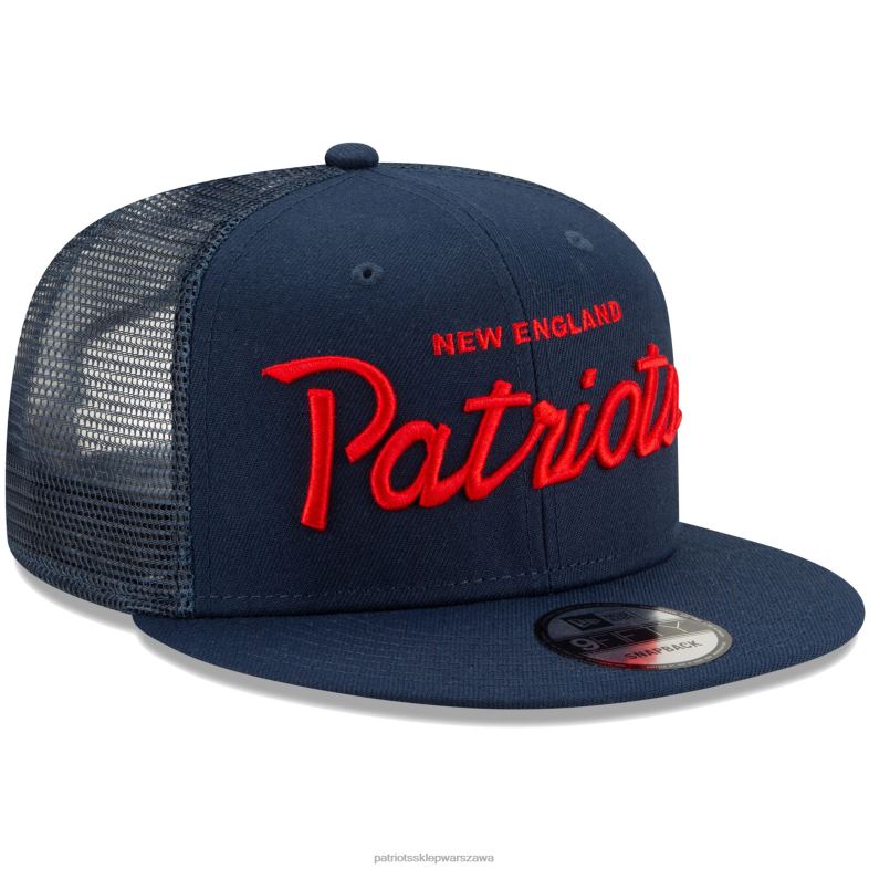 Patriots Jersey mężczyźni czapka z daszkiem new era Navy script trucker 9fifty Akcesoria 6RBB165