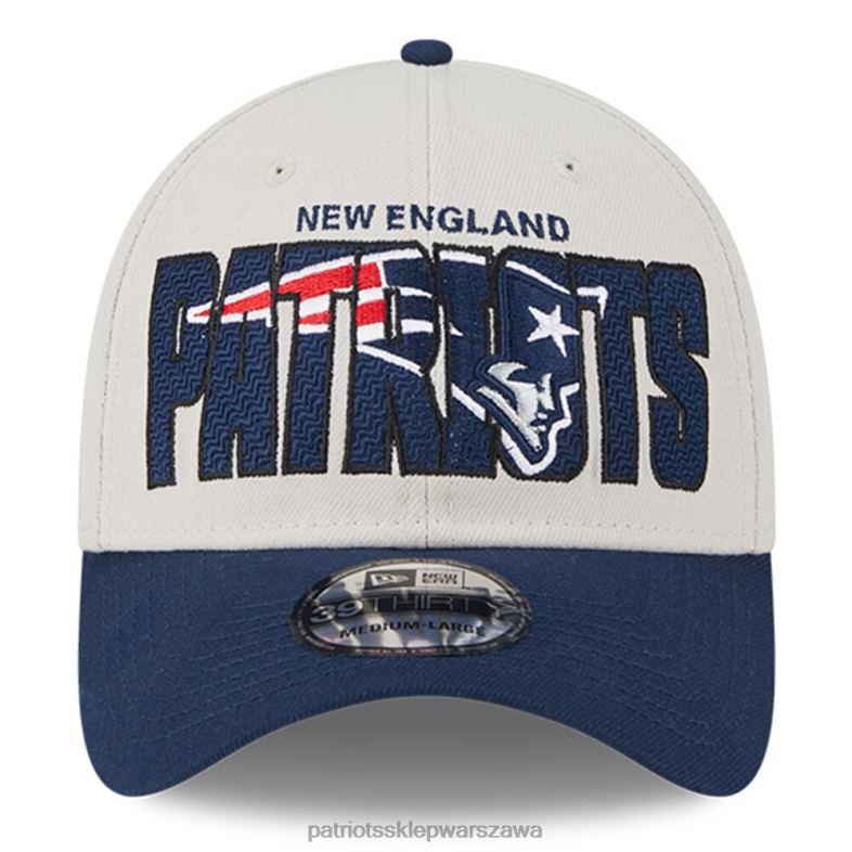 Patriots Jersey mężczyźni czapka z daszkiem new era stone/granat 2023 nfl draft 39thirty flex Akcesoria 6RBB144