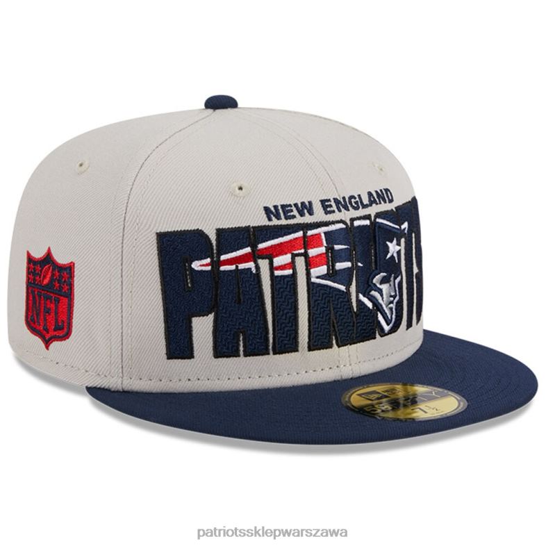 Patriots Jersey mężczyźni czapka z daszkiem new era stone/navy 2023 nfl draft on stage 59fifty Akcesoria 6RBB115