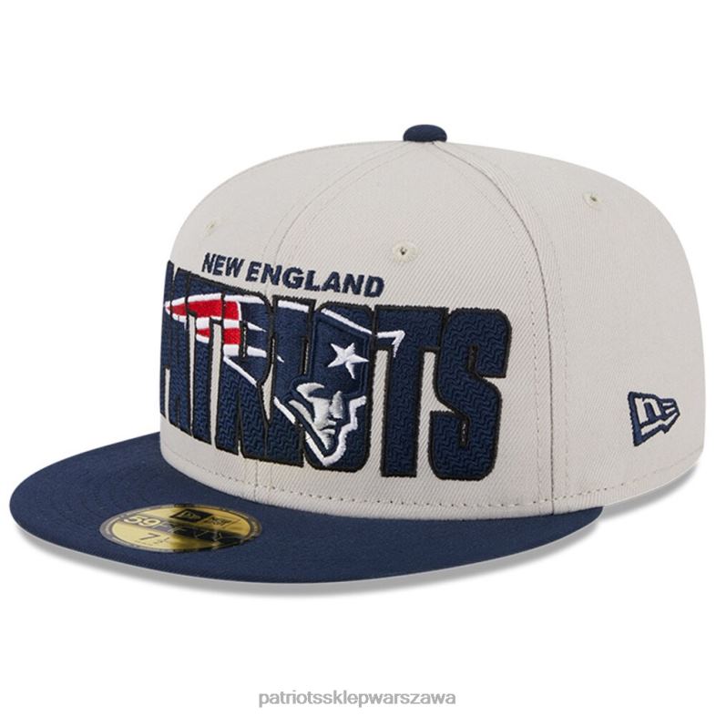 Patriots Jersey mężczyźni czapka z daszkiem new era stone/navy 2023 nfl draft on stage 59fifty Akcesoria 6RBB115