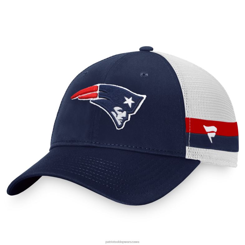 Patriots Jersey mężczyźni fanatics branded granatowo-biała kultowa czapka z daszkiem typu trucker w paski Akcesoria 6RBB368