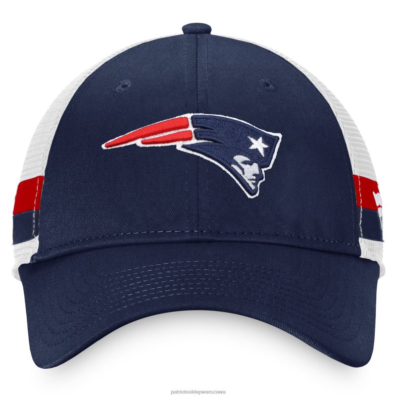 Patriots Jersey mężczyźni fanatics branded granatowo-biała kultowa czapka z daszkiem typu trucker w paski Akcesoria 6RBB368