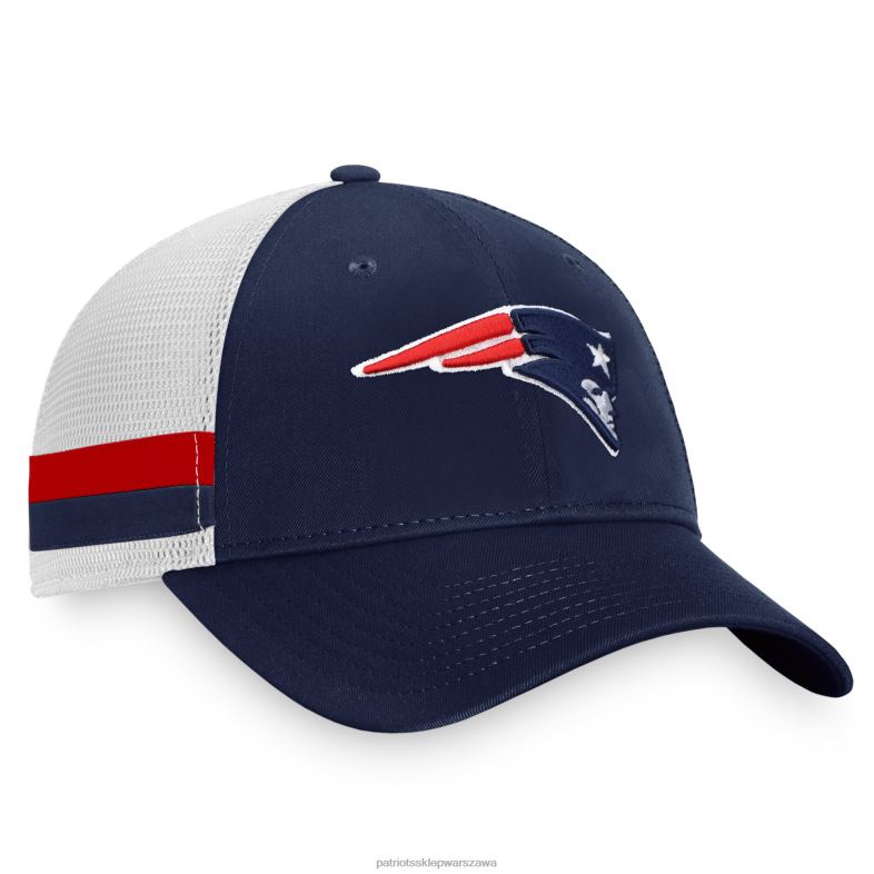 Patriots Jersey mężczyźni fanatics branded granatowo-biała kultowa czapka z daszkiem typu trucker w paski Akcesoria 6RBB368