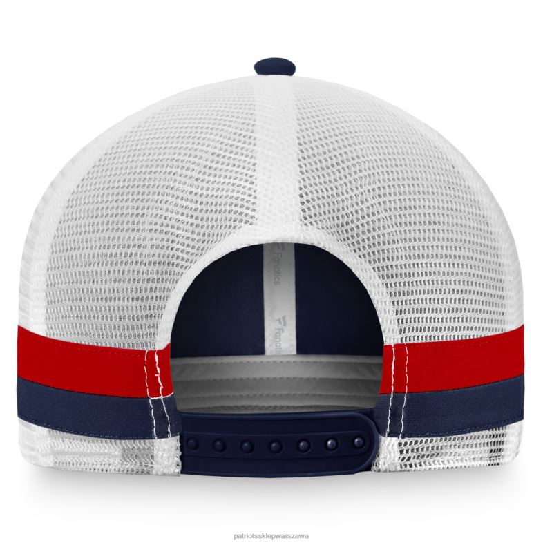 Patriots Jersey mężczyźni fanatics branded granatowo-biała kultowa czapka z daszkiem typu trucker w paski Akcesoria 6RBB368