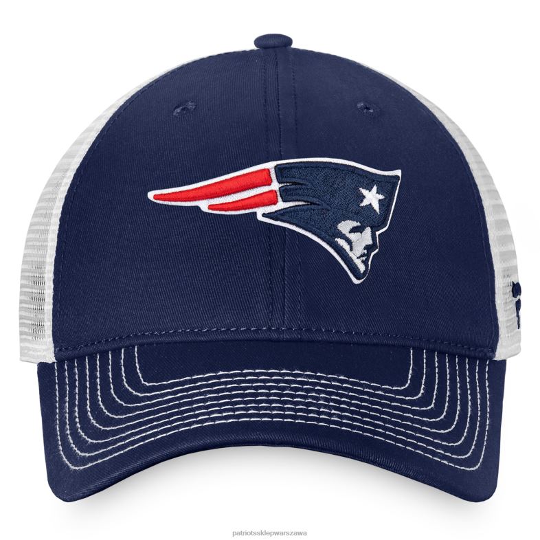Patriots Jersey mężczyźni fanatics branded granatowo-biały fundamentalny regulowany kapelusz trucker bez struktury Akcesoria 6RBB252
