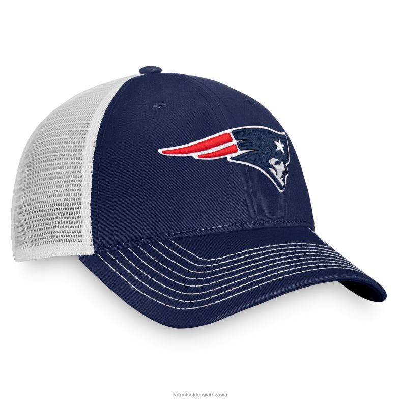 Patriots Jersey mężczyźni fanatics branded granatowo-biały fundamentalny regulowany kapelusz trucker bez struktury Akcesoria 6RBB252