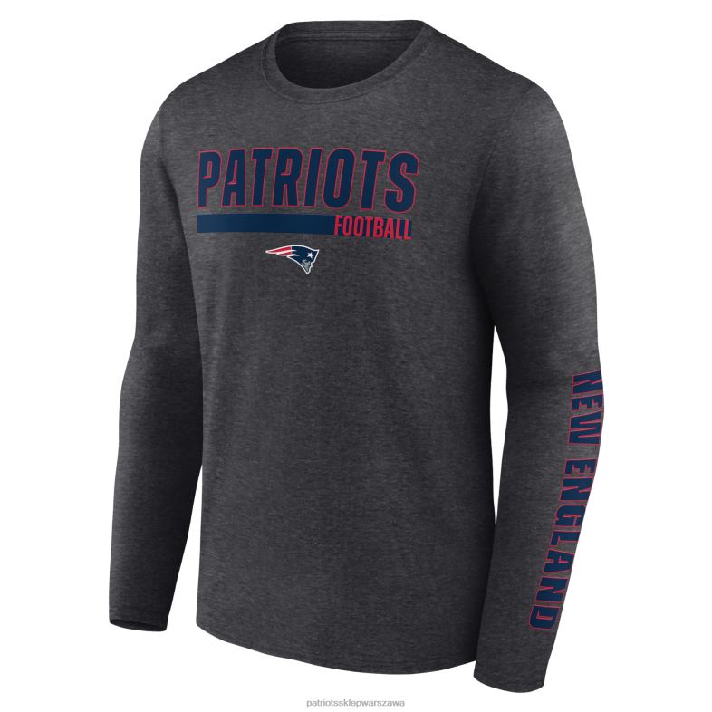 Patriots Jersey mężczyźni fanatics branded heather antracytowo-granatowy t-shirt z długimi rękawami i dzianinowy kapelusz z mankietami Akcesoria 6RBB143