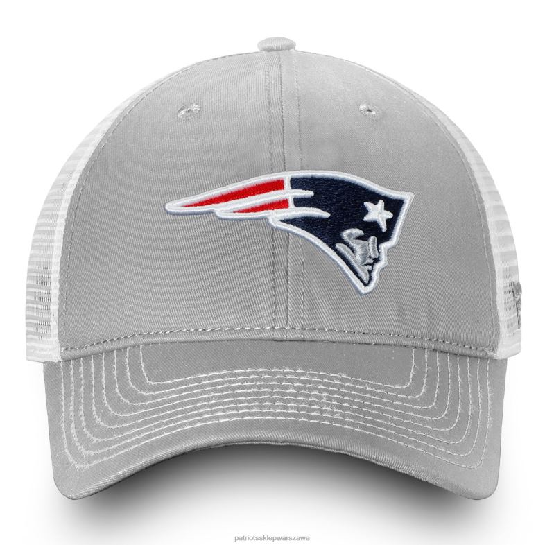 Patriots Jersey mężczyźni fanatics branded szaro-biały fundamentalny regulowany kapelusz trucker bez struktury Akcesoria 6RBB193