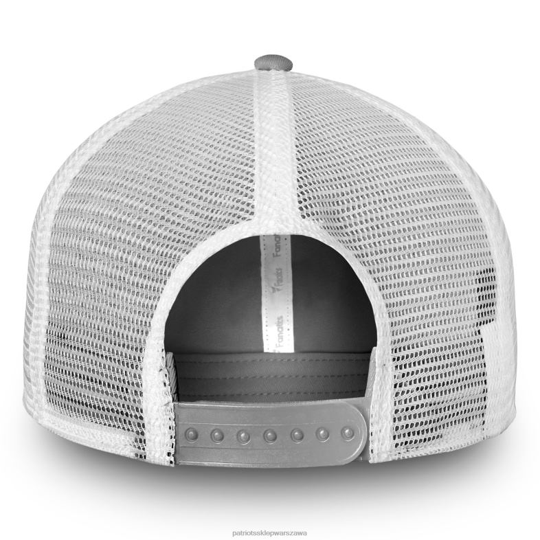 Patriots Jersey mężczyźni fanatics branded szaro-biały fundamentalny regulowany kapelusz trucker bez struktury Akcesoria 6RBB193