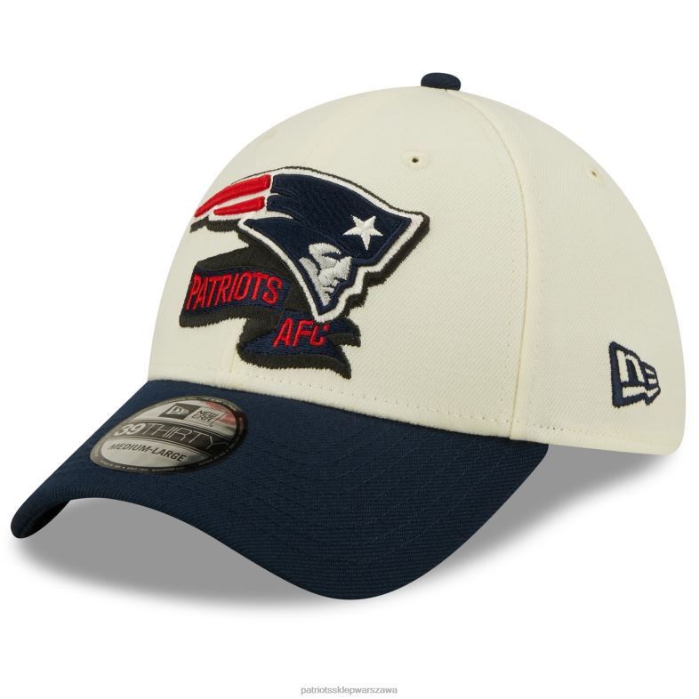 Patriots Jersey mężczyźni kremowa/granatowa czapka new era 2022 sideline 39thirty 2-tone flex Akcesoria 6RBB285