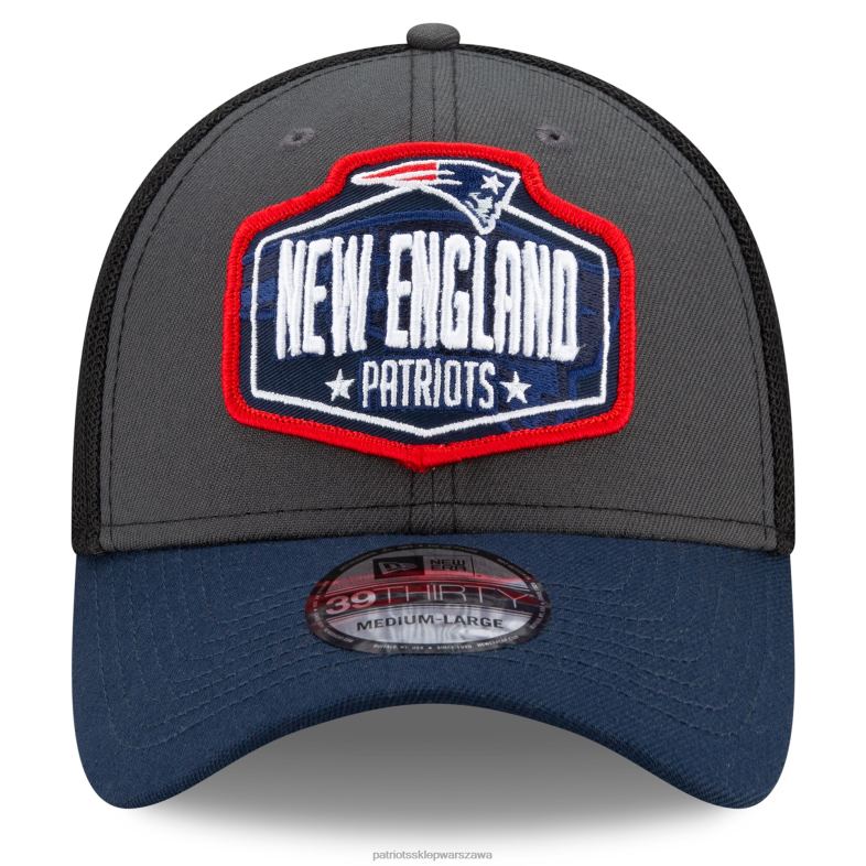 Patriots Jersey mężczyźni nowa era grafitowo-granatowa czapka 2021 nfl draft trucker 39thirty flex Akcesoria 6RBB353