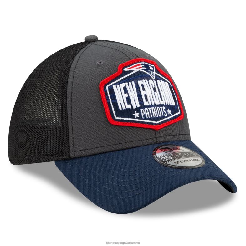 Patriots Jersey mężczyźni nowa era grafitowo-granatowa czapka 2021 nfl draft trucker 39thirty flex Akcesoria 6RBB353