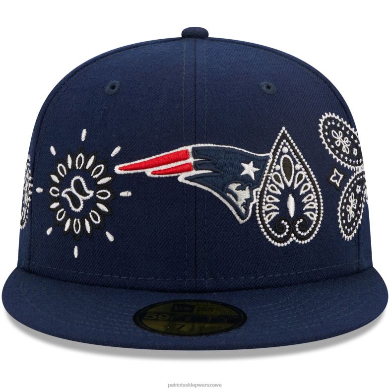 Patriots Jersey mężczyźni nowa era granatowa bandana 59fifty dopasowana czapka Akcesoria 6RBB408