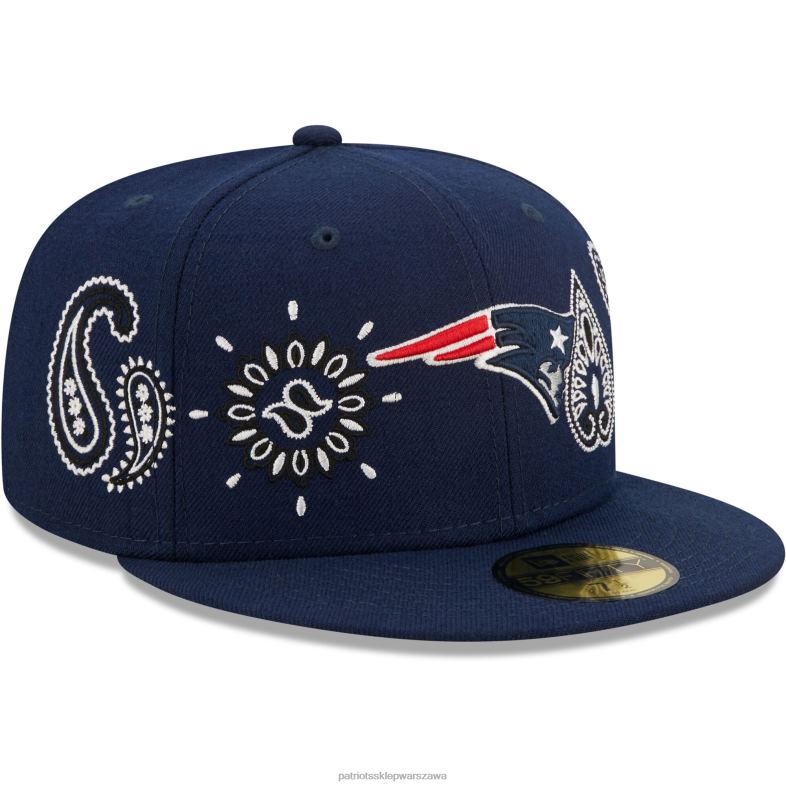 Patriots Jersey mężczyźni nowa era granatowa bandana 59fifty dopasowana czapka Akcesoria 6RBB408