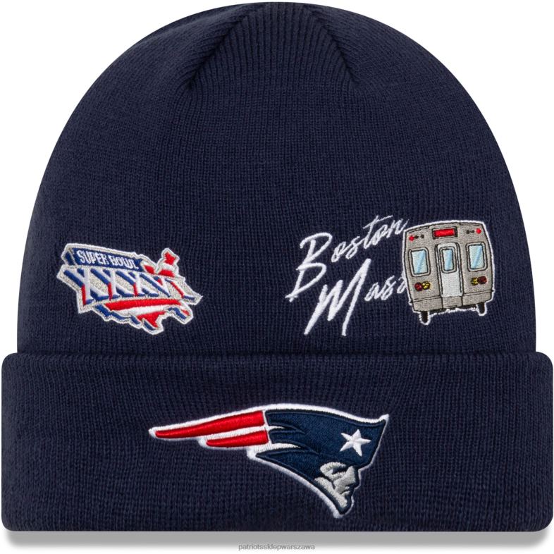 Patriots Jersey mężczyźni nowa era granatowa czapka super bowl xxxvi city tranzyt z dzianiny z mankietami Akcesoria 6RBB455