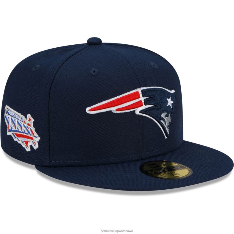Patriots Jersey mężczyźni nowa era granatowa patch up super bowl xxxvi 59fifty dopasowana czapka Akcesoria 6RBB224
