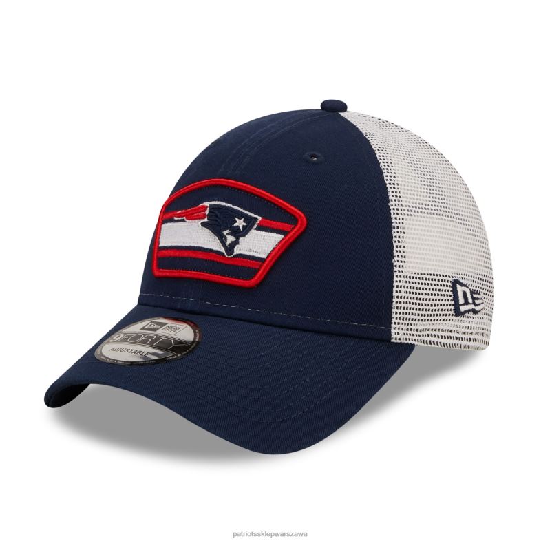 Patriots Jersey mężczyźni nowa era granatowo-biała naszywka z logo trucker 9forty czapka typu snapback Akcesoria 6RBB412