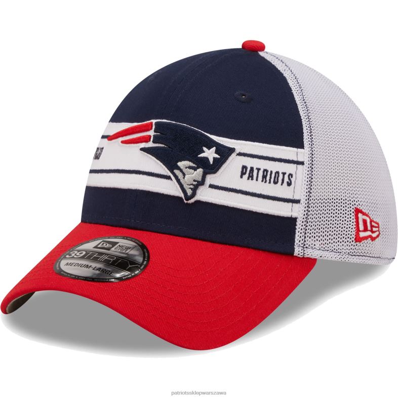 Patriots Jersey mężczyźni nowa era granatowo-czerwona czapka 39thirty z paskiem flex Akcesoria 6RBB328