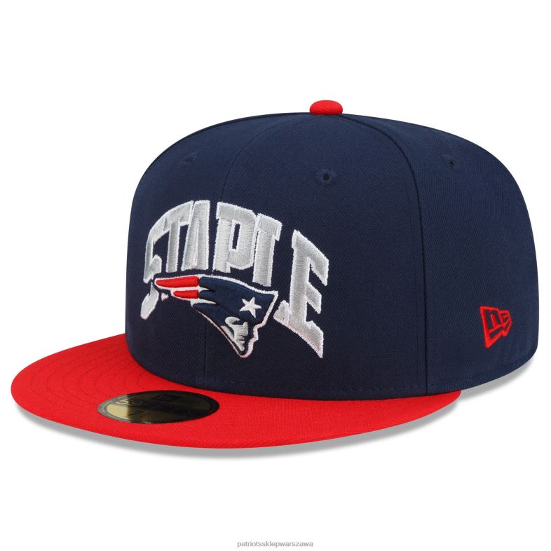 Patriots Jersey mężczyźni nowa era granatowo-czerwona nfl x zszywka z kolekcji 59fifty dopasowana czapka Akcesoria 6RBB301