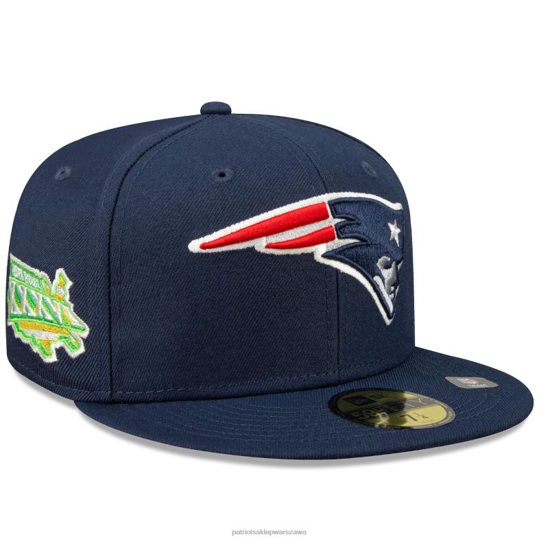 Patriots Jersey mężczyźni nowa era granatowy super bowl xxxvi cytrusowy pop 59fifty dopasowana czapka Akcesoria 6RBB445