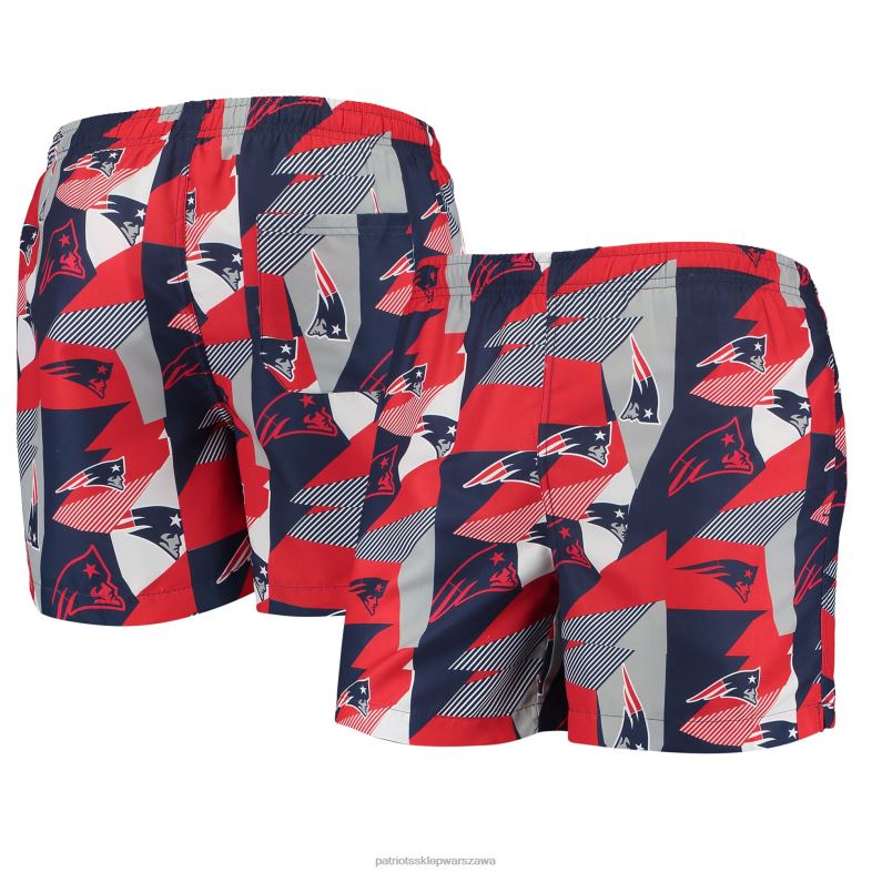 Patriots Jersey mężczyźni kąpielówki foco granatowo-czerwone w geometryczny print odzież 6RBB1766