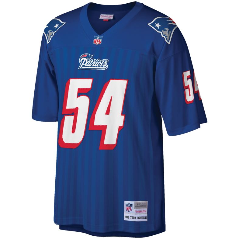 Patriots Jersey mężczyźni mitchell & ness tedy bruschi royal duża i wysoka replika koszulki emerytowanego piłkarza z 1996 roku odzież 6RBB2083
