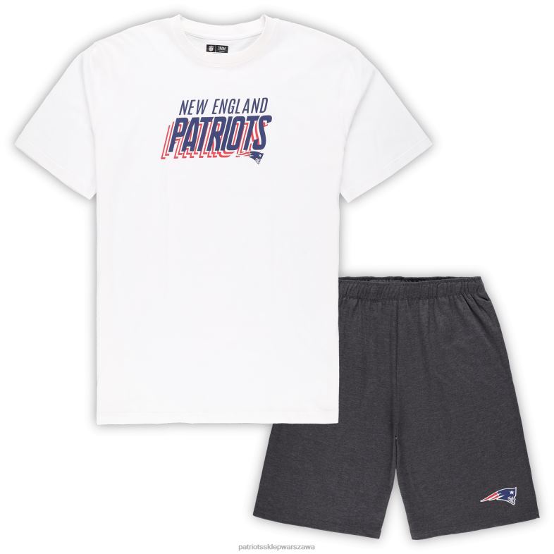 Patriots Jersey mężczyźni Concepts sport biały/grafitowy zestaw duży i wysoki t-shirt i szorty odzież 6RBB1752