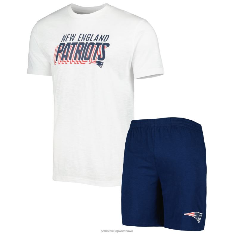 Patriots Jersey mężczyźni Concepts sport granatowo-biały t-shirt downfield i szorty zestaw do spania odzież 6RBB1748