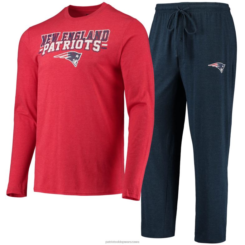 Patriots Jersey mężczyźni Concepts sport granatowo-czerwony t-shirt z długimi rękawami i spodnie komplet do spania odzież 6RBB1746