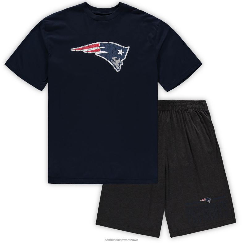Patriots Jersey mężczyźni Concepts sport granatowy/melanżowy grafitowy zestaw duży i wysoki t-shirt i szorty odzież 6RBB1857