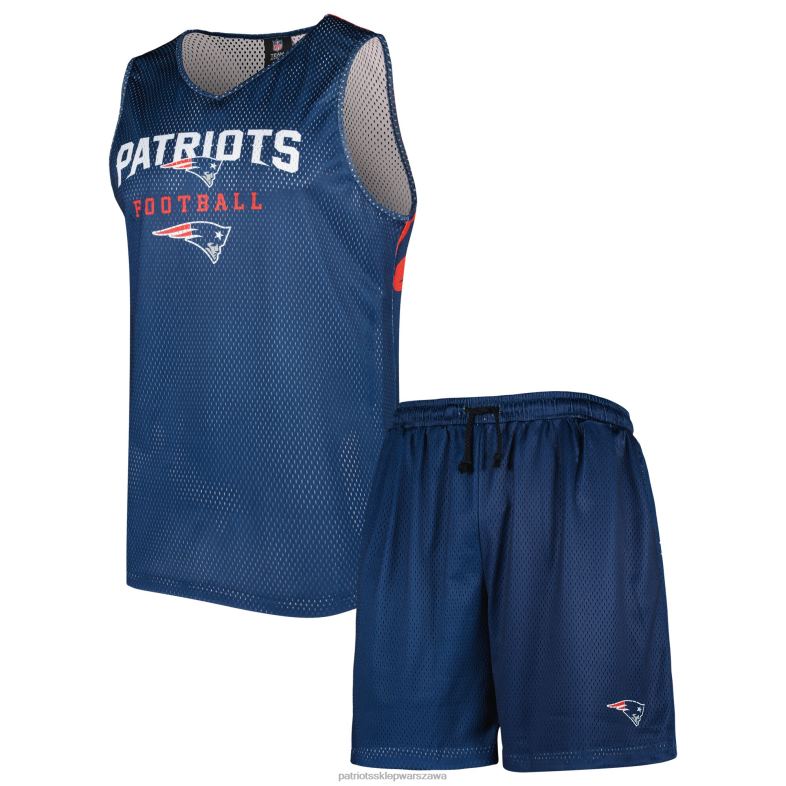 Patriots Jersey mężczyźni Foco Granatowy komplet z siateczki i szortów w bloki kolorów odzież 6RBB1709