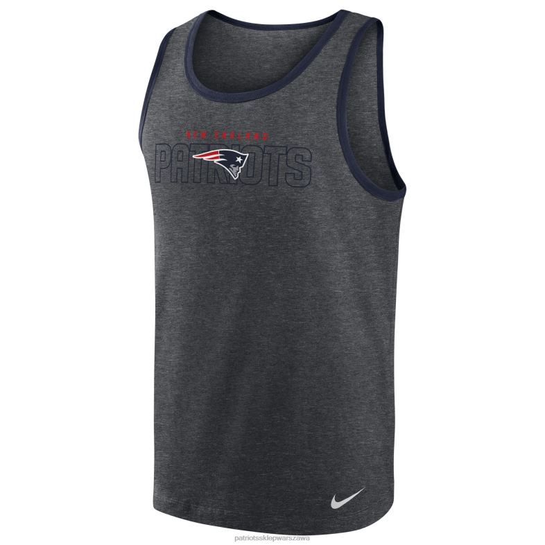 Patriots Jersey mężczyźni Podkoszulek bez rękawów Nike Heathered Carbon z potrójną mieszanką odzież 6RBB1853