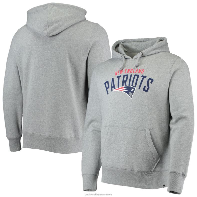 Patriots Jersey mężczyźni 47 Heathered Grey Outrush Headline pulowerowa bluza z kapturem odzież 6RBB564